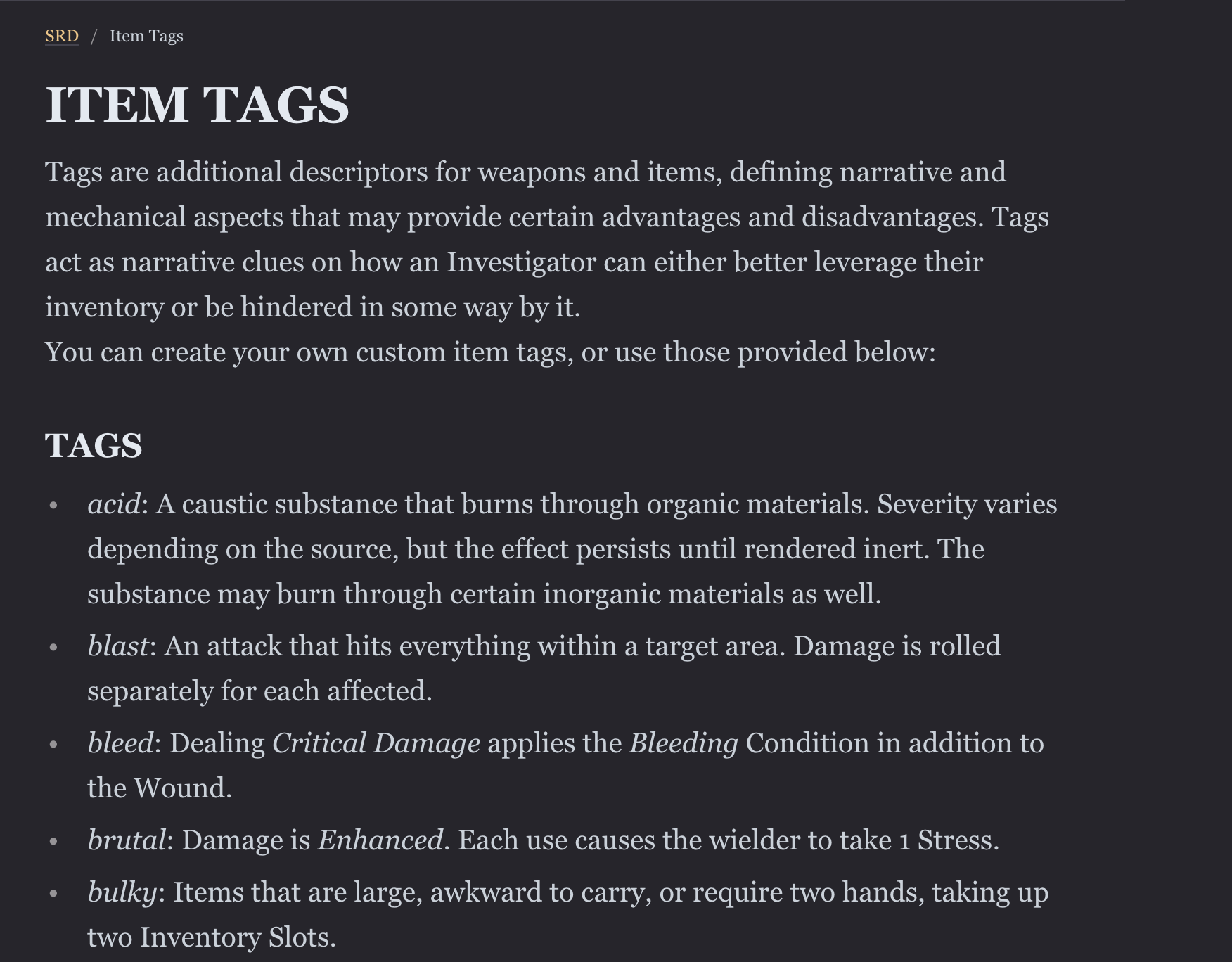 ITEM TAGS (SRD)