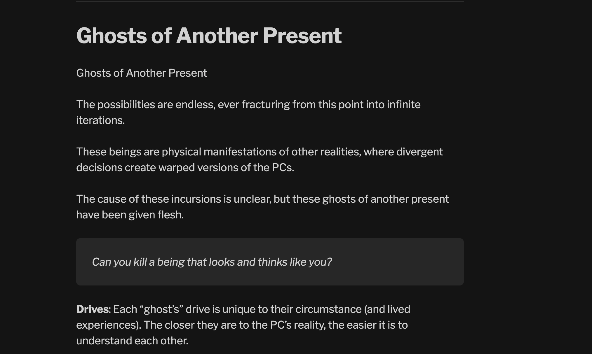 Ghosts of Another Present